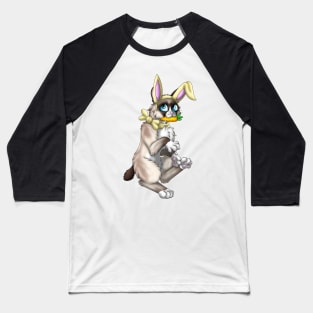 Bobtail BunnyCat: Snowshoe Point (Yellow) Sticker Baseball T-Shirt